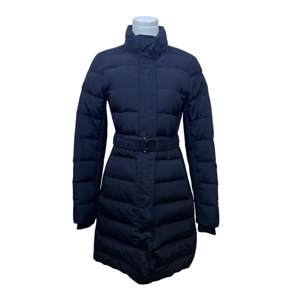 Express Women Black Polyester Puffer Belted Coat  Full-Length Pockets Warm Sz S