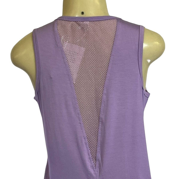 Sleeveless Purple Tank Top With Mesh Back Detail & Split Hem New