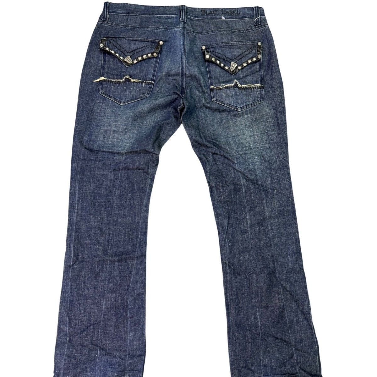 Premium Denims Goods Mens Denim Studded Jeans Boot Cut Embellished Size 38