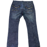 Premium Denims Goods Mens Denim Studded Jeans Boot Cut Embellished Size 38