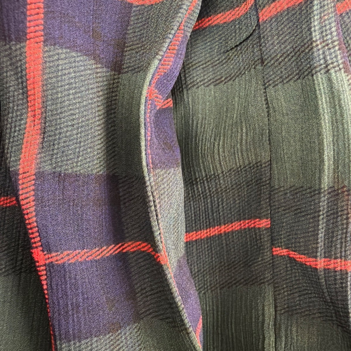 J.Crew Womens Green Plaid Polyester Long Sleeve Tiered Midi Dress Size L