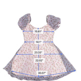 Cider Womens Pink Floral Mini Dress W/Puff Sleeves Light Purple Accents S