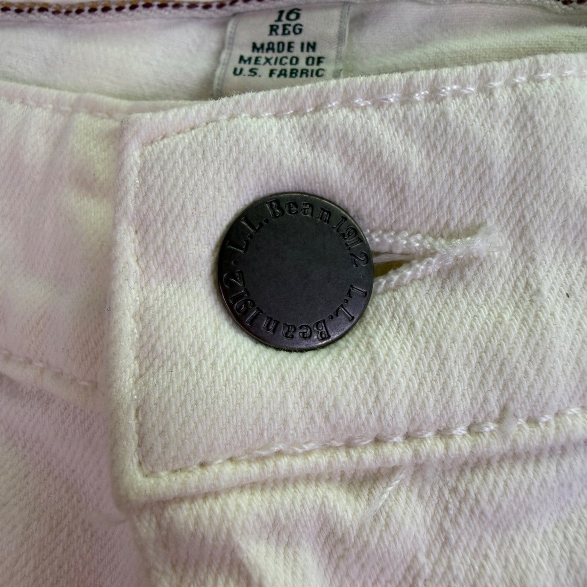 L.L. Bean Womens White Favorite Fit Jeans Regular Comfortable Size 16