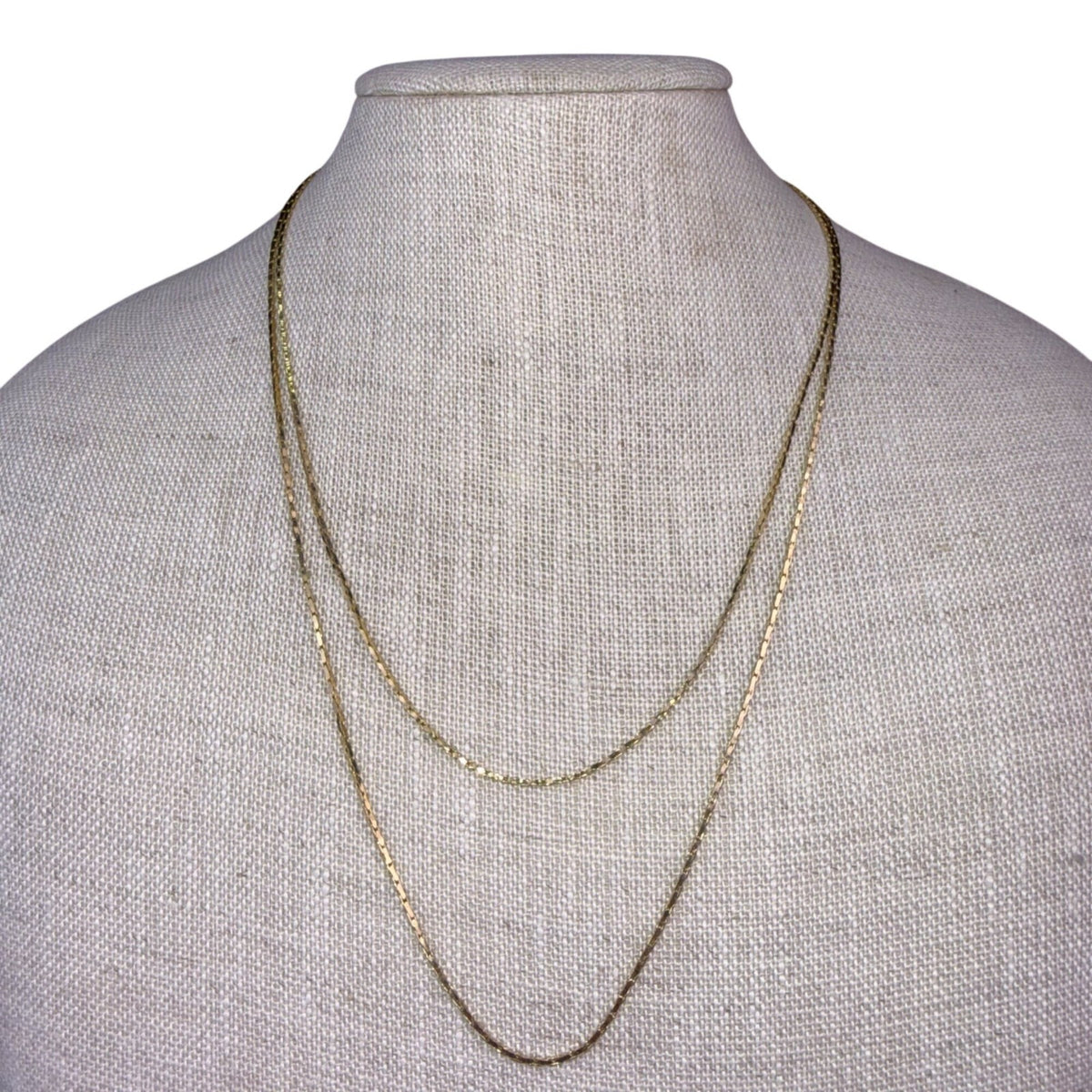Gold Tone Womens Two-Strand Chain Necklace Minimalist Polish Finish
