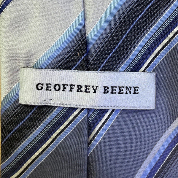 Geoffrey Beene Mens Blue Striped Silk Necktie Versatile Formal Business Wear
