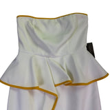 Eva Mendes Women’s White & Yellow Strapless Peplum Dress Petite Sz 0