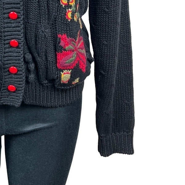 Vintage Casual Corner V-Neck Embroidered Cardigan Sweater Sz M