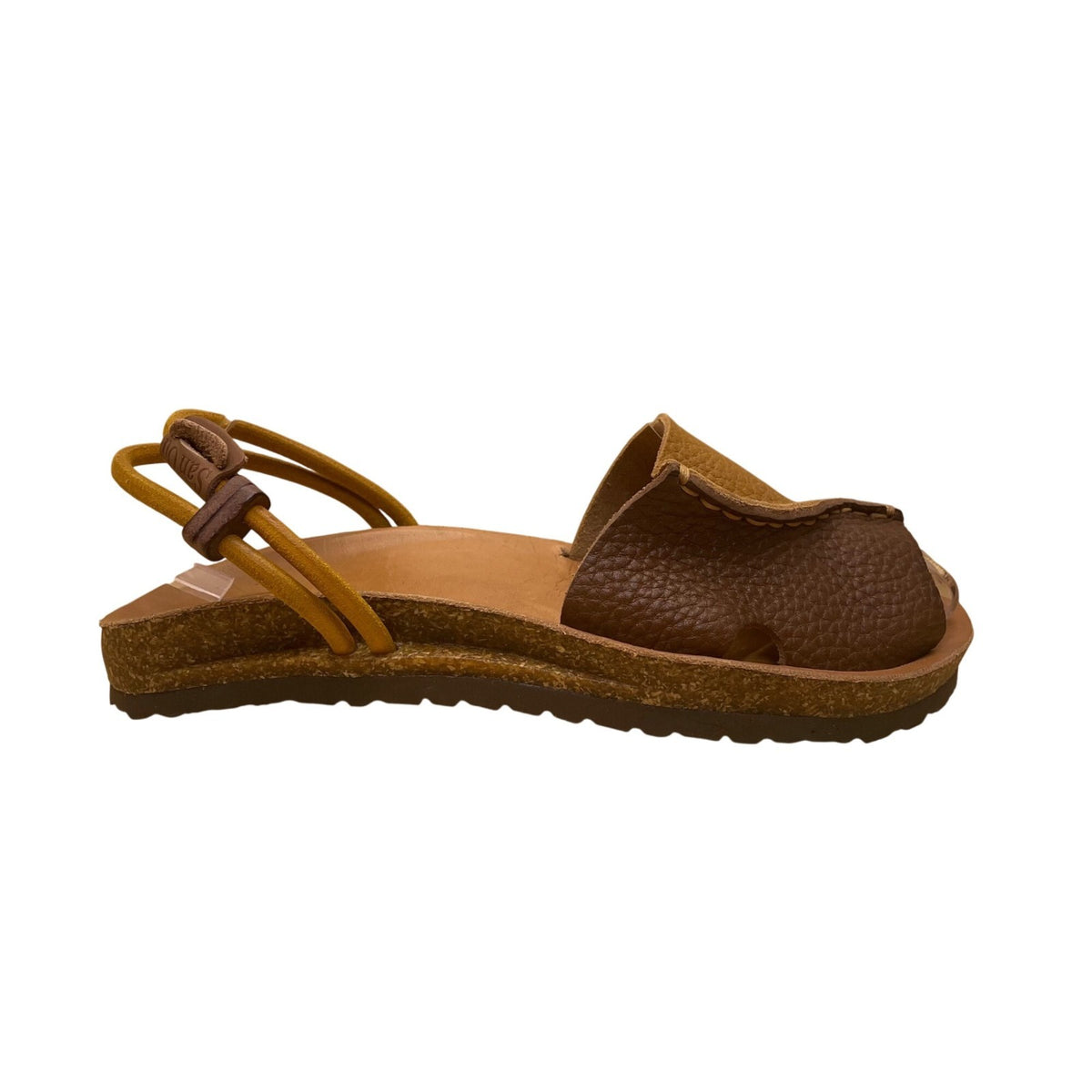 San Ou Womens Brown & Yellow Leather Open-Toe Slingback Sandals Size EU38/US7