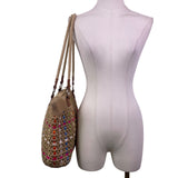 Croft & Barrow Women’s Brown Multicolored Woven Zip Closure  Shoulder Bag