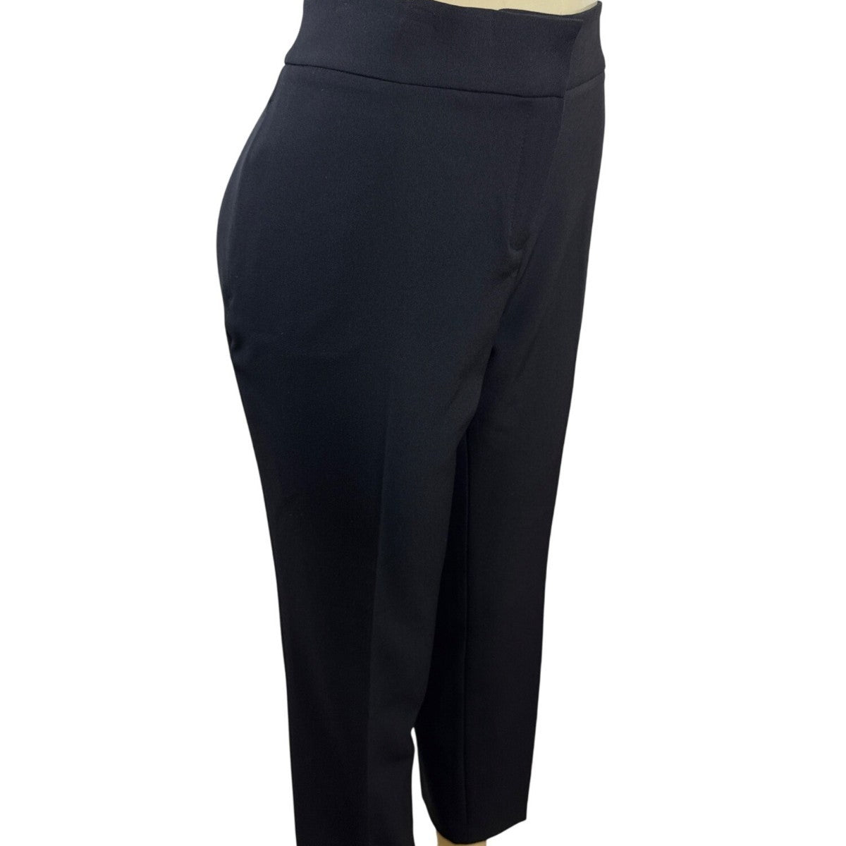 Kasper Womens Black Cropped Pants Side Zipper Closure Slim Fit Size 12P- New
