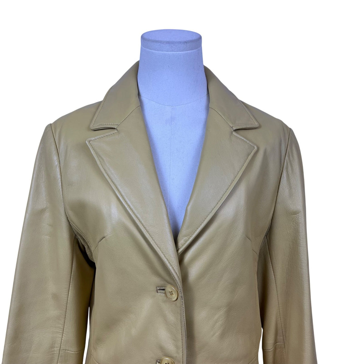 Couture Womens Yellow Leather Jacket With Satin Lining  Slim Fit Button-Up Sz S