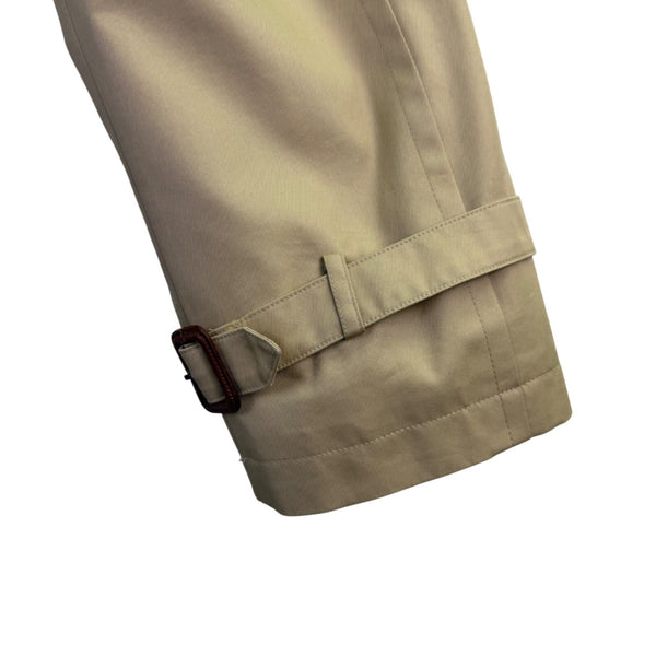 Sanyo Mens Khaki Double Breasted Trench Coat With Belt Wool Collar 42R
