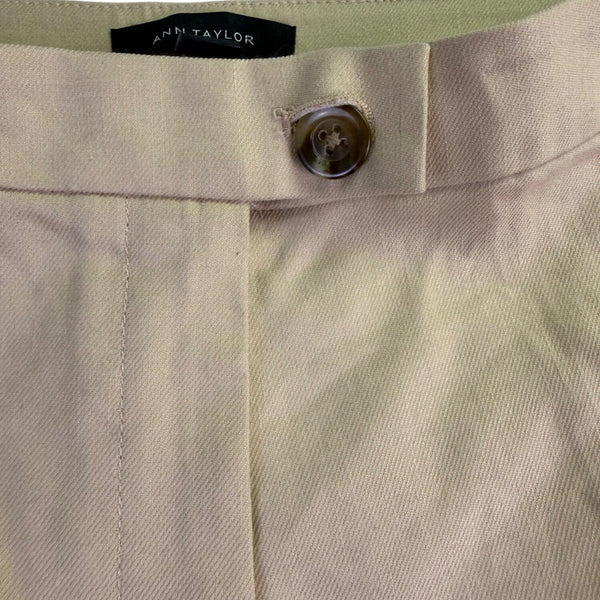 Ann Taylor Womens Beige Linen Blend Flare Dress Pants Size 10P