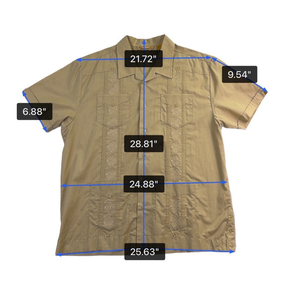 The Havanera Co Mens Beige Guayabera Shirt With Embroidery Size XL