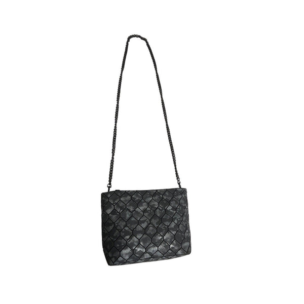 Patrizia Luca Women's Black Geo Tile & Chain Strap Shoulder Crossbody Bag Sz S