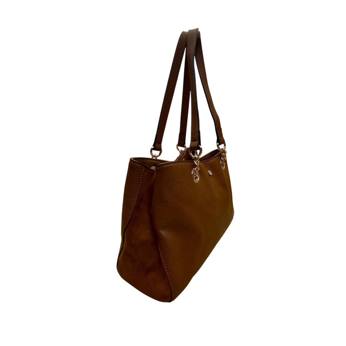 Lauren Conrad Women’s Brown Faux Leather Gold Flower Hardware Shoulder Bag