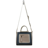 Madison West Women’s White & Blue Faux Leather Dual Handles Crossbody Satchel