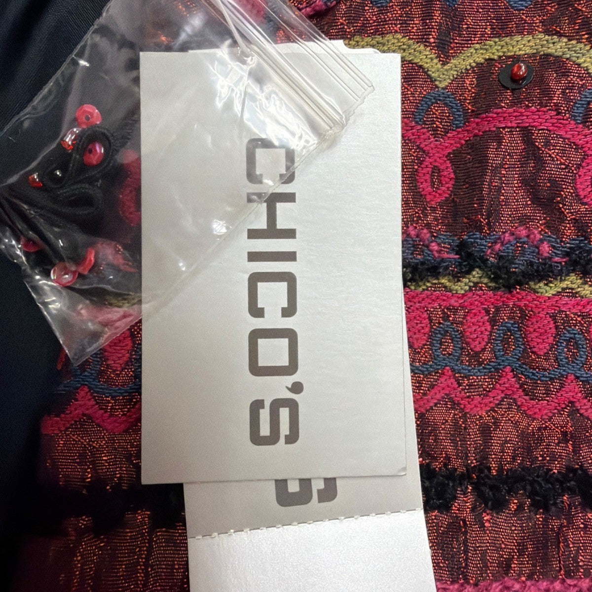 Chicos Womens Pink & Black Patterned Edanas LS Jacket Stylish Size 1