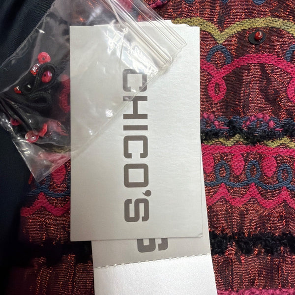 Chicos Womens Pink & Black Patterned Edanas LS Jacket Stylish Size 1
