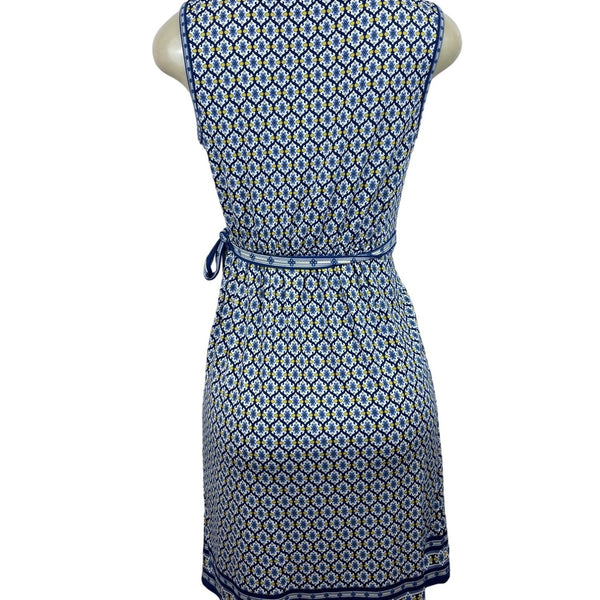 Max Studio Womens Sleeveless Wrap Dress Blue Print XS