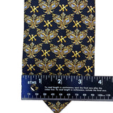 Korloff Mens Navy & Gold Silk Necktie Patterned Made In France Stylish Accessory