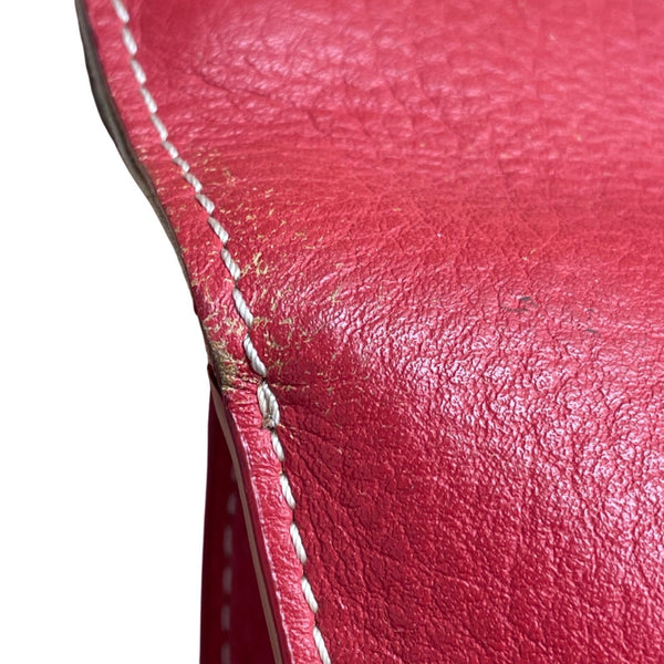 Cerruti 1881 Women’s Red Leather & Zip Top Spacious Shoulder Straps Tote Bag