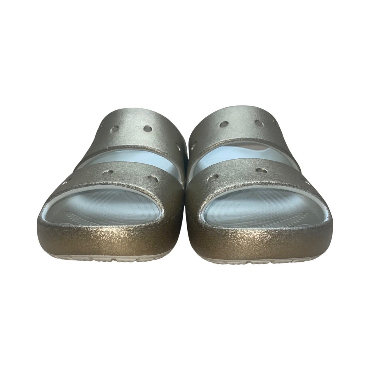 Crocs Unisex Metallic Gold Two-Strap Slip-On Comfort Slides Size M9/W11