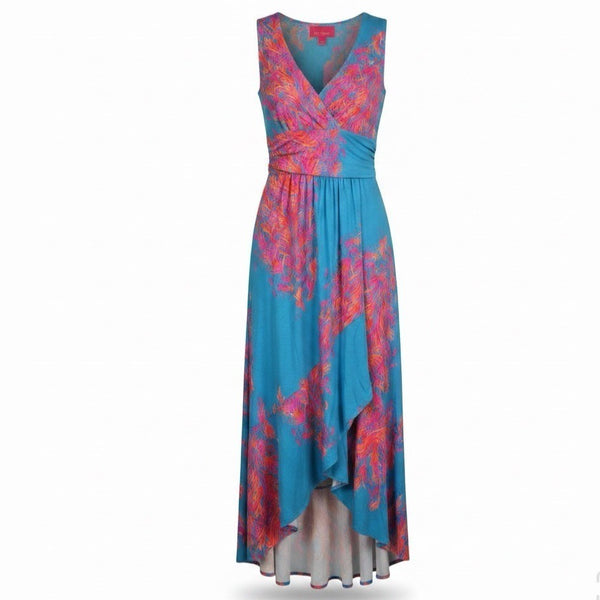 Lilly Pulitzer Womens Aqua Pink Rayon Spandex Floral-Print Maxi Dress Size XS
