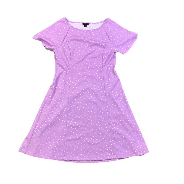Ann Taylor Factory Womens Lavender White Polka Dot Short Sleeve Dress Size M