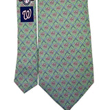 Vineyard Vines Mens Green 100% Silk Washington Nationals Logo Patterned Tie