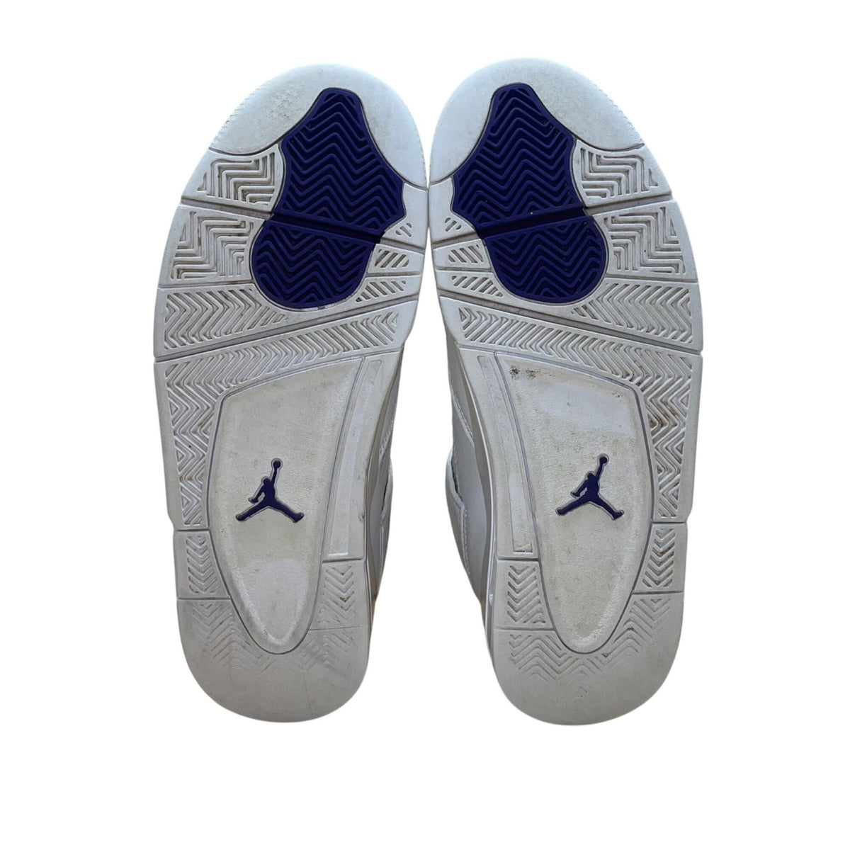 Air Jordan 4 Retro Men’s Metallic Purple & White Leather Sneakers Size US 9.5