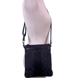 Coach Women’s Black Fabric & Leather Monogram Adjustable Strap Crossbody Bag