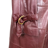 Tfc Women Maroon 100% Genuine Leather Belted Trench Coat Lined With Rayon Sz 8