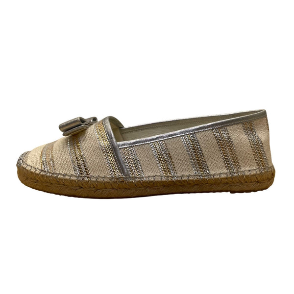 Salvatore Ferragamo Women’s Beige Panna Bow Elodie Espadrilles Flats Sz 9.5M