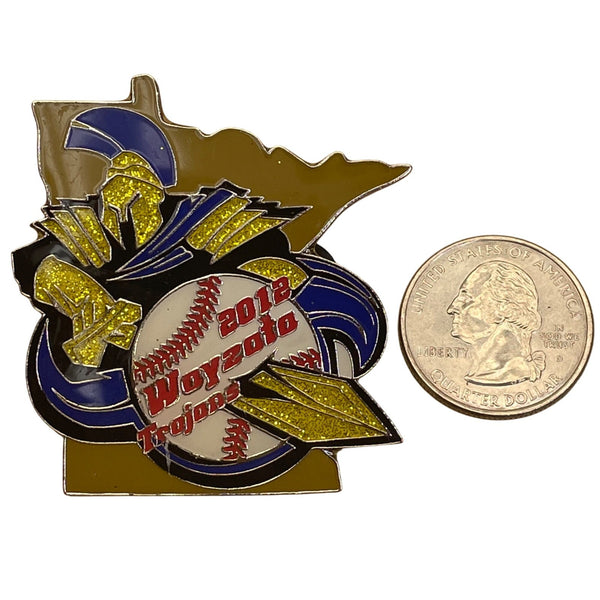 Wayzata Trojans 2012 Baseball Trading Pin With Yellow Glitter Accents & Dual Clu