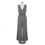 Max Studio Womens Blue V-Neck Sleeveless Geometric Jumpsuit Size S