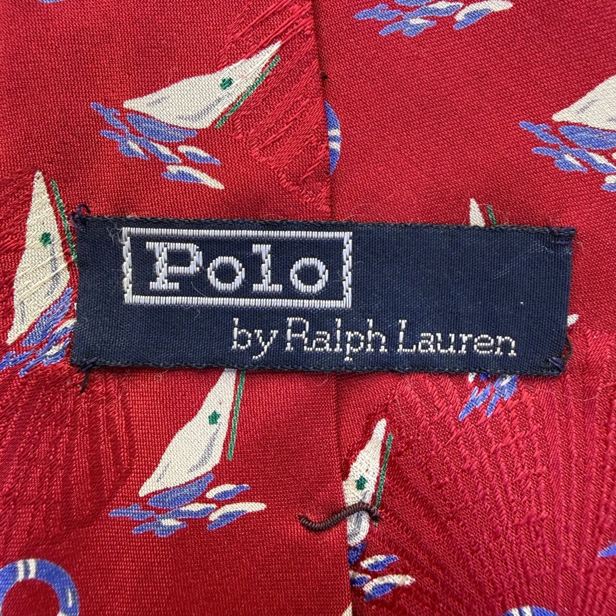 Polo Ralph Lauren Mens Red Silk Nautical Sailboat Pattern Necktie