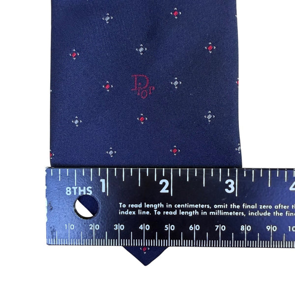 Christian Mens Navy Blue Polyester & Silk Necktie Patterned Classic