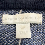 New York & Company Womens Blue & Gray Colorblock Poncho Open Front Tie Sz S/M