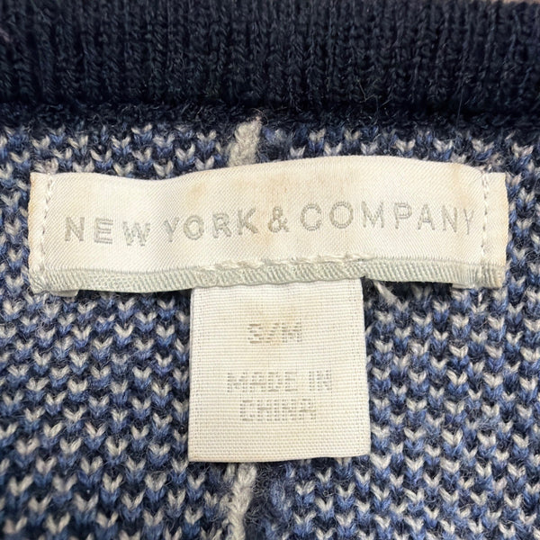 New York & Company Womens Blue & Gray Colorblock Poncho Open Front Tie Sz S/M