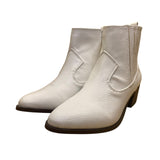 Arula Women’s White Faux Embossed Leather Western Block Heel Ankle Boots Size 8W