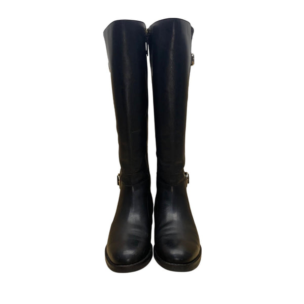 Cole Haan Women’s Black Strap Buckle Accents Knee High Riding Boots Size 8.5