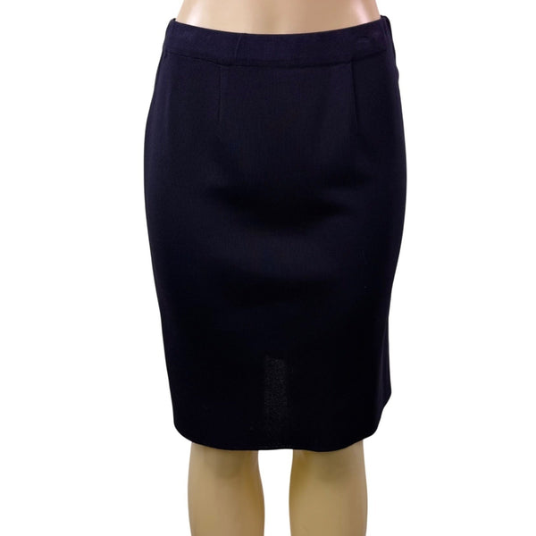 Exclusively Misook Women’s Navy Blue Acrylic Pencil Skirt Petite Stretch Size S