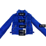 Bershka Womens Blue Faux Shearling Biker Jacket With Zipper Pockets Size S