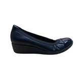 Clarks Women’s Black Leather Patent Cap Toe Wedge Ballet Flats Size 7M