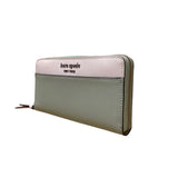 Kate Spade Women’s Light Green & White Leather Zip Around Wallet