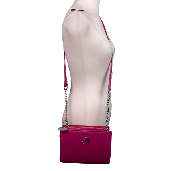 Steve Madden Women’s Fuchsia Faux Leather Chain Strap Compact Crossbody Bag