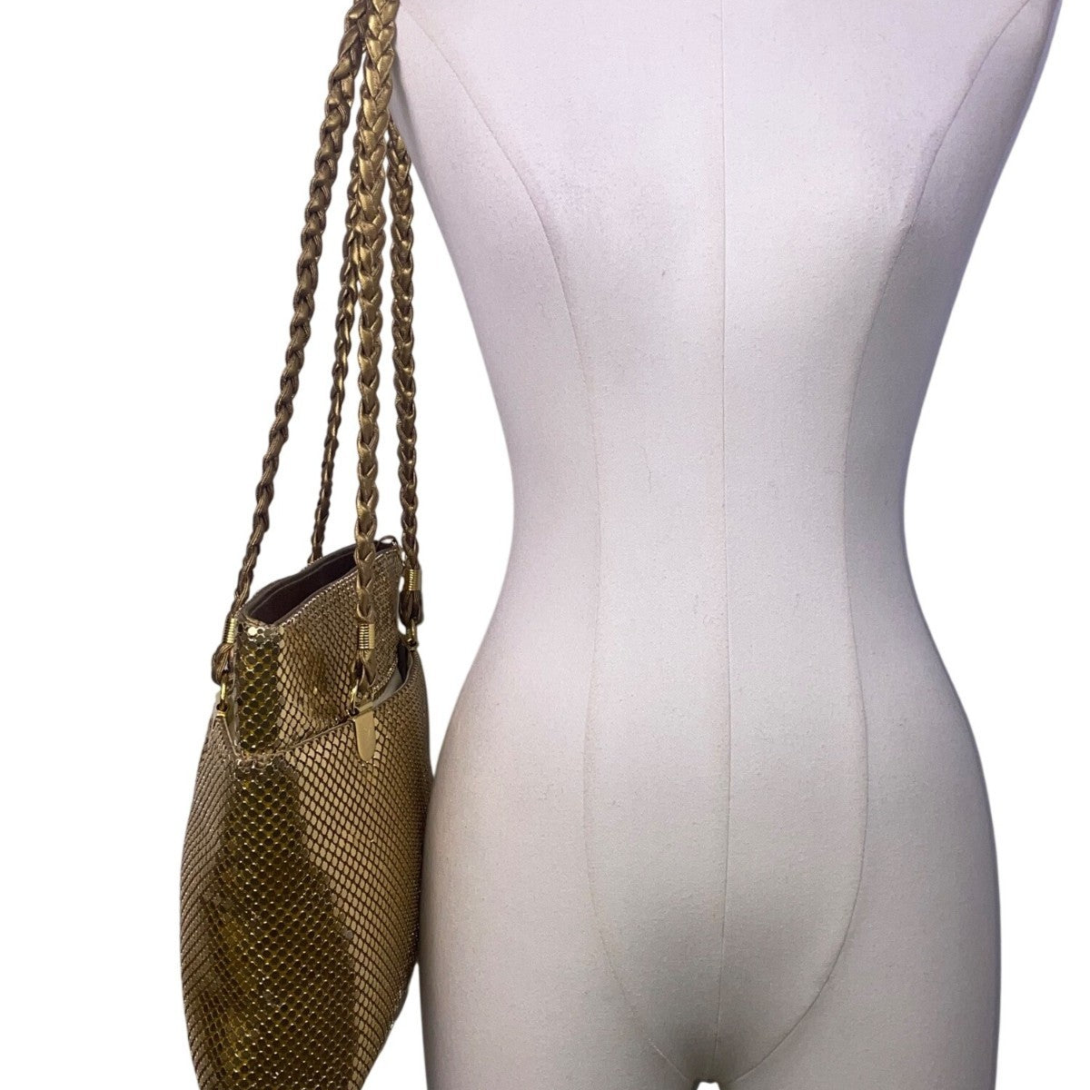 Empire Orr Women’s Gold Metallic Mesh Double Strap Zip Closure Shoulder Bag