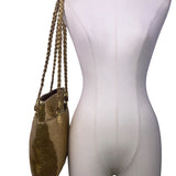 Empire Orr Women’s Gold Metallic Mesh Double Strap Zip Closure Shoulder Bag
