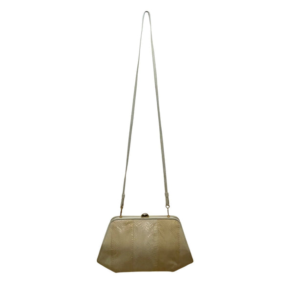 Aspects Women’s Beige Faux Snakeskin Classic Frame Crossbody Bag
